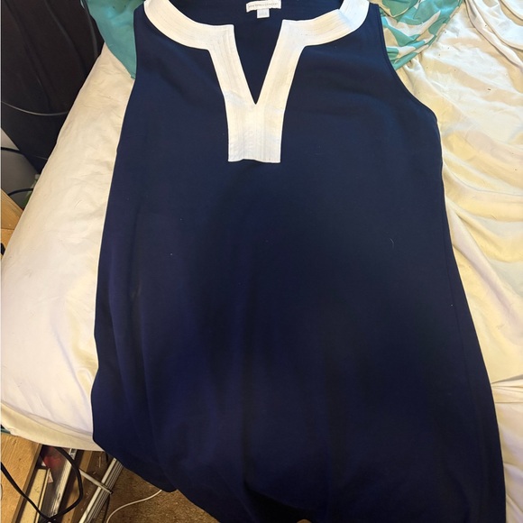 New York & Company Navy Tunic with White Accents - Picture 1 of 2
